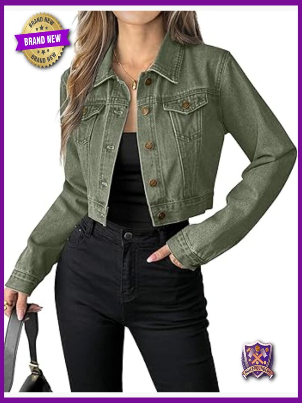 Croptop Button Down Long Sleeve Denim Jacket Jeans Jacket